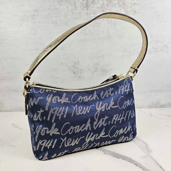 Coach Poppy New York Script Y2K Baguette Shoulder Bag - Picture 10 of 11